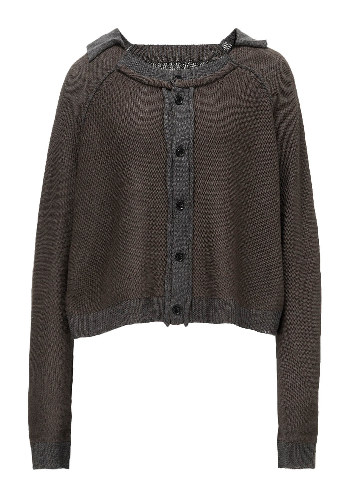 JERSEY PLATING ROUND NECK CARDIGAN