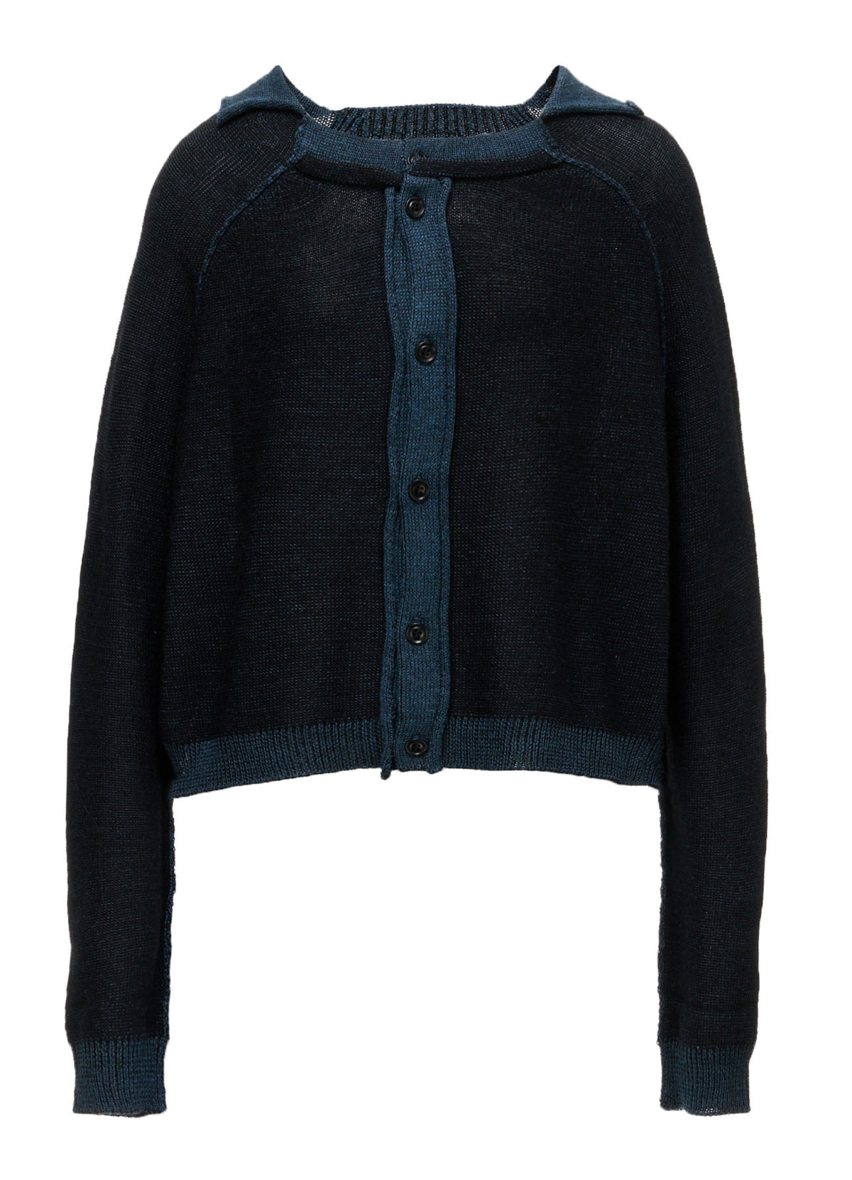 JERSEY PLATING ROUND NECK CARDIGAN