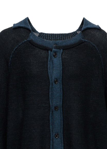 JERSEY PLATING ROUND NECK CARDIGAN