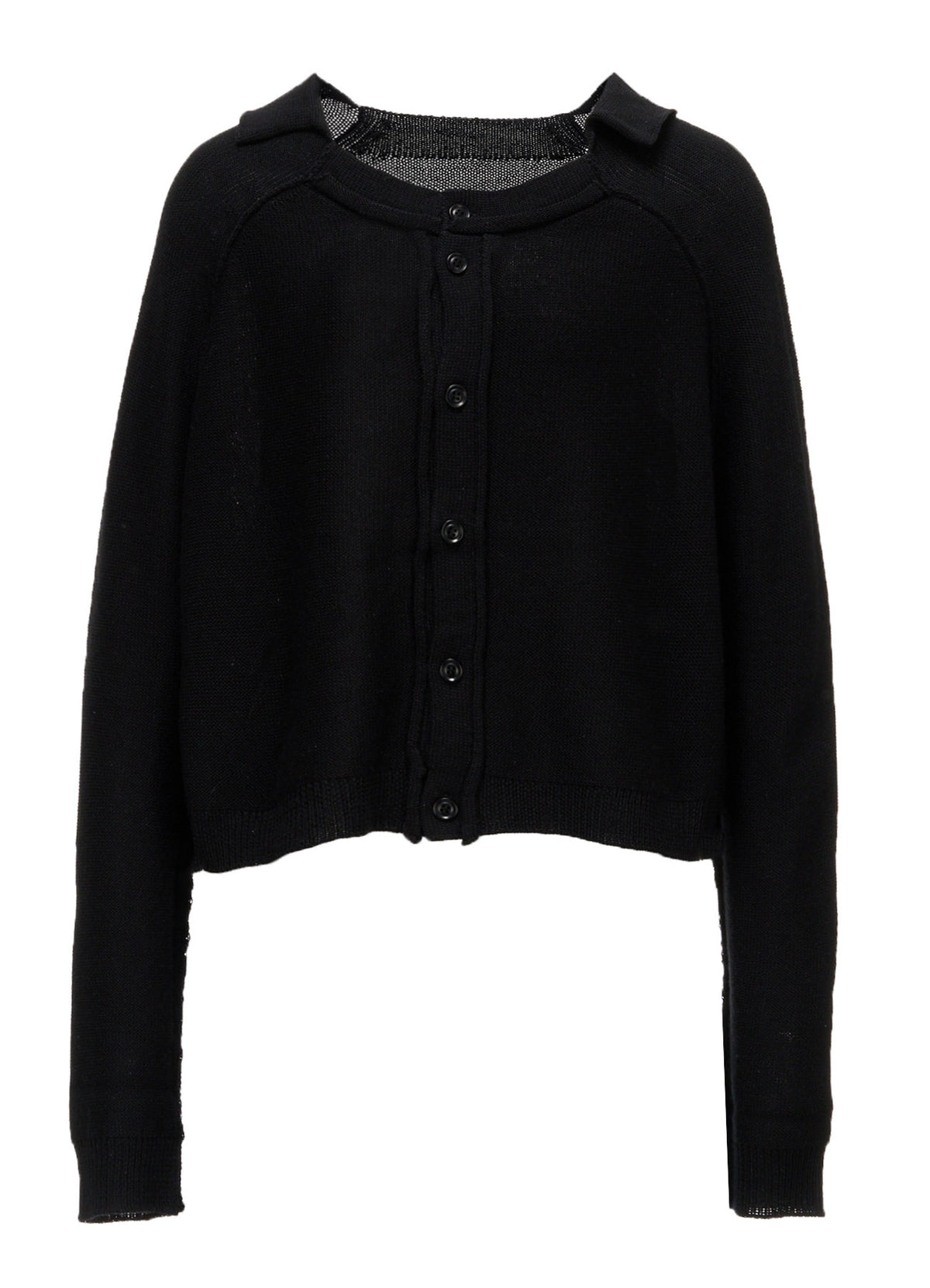 JERSEY PLATING ROUND NECK CARDIGAN