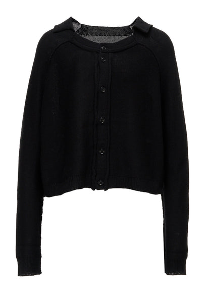 JERSEY PLATING ROUND NECK CARDIGAN