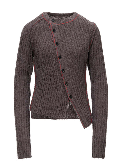 7G1P RANDOM RIB TIGHT ASYMMETRIC CARDIGAN