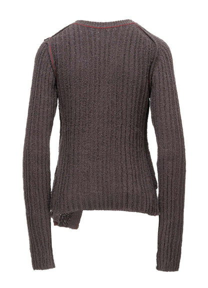 7G1P RANDOM RIB TIGHT ASYMMETRIC CARDIGAN