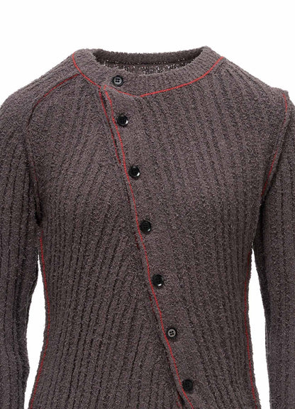7G1P RANDOM RIB TIGHT ASYMMETRIC CARDIGAN