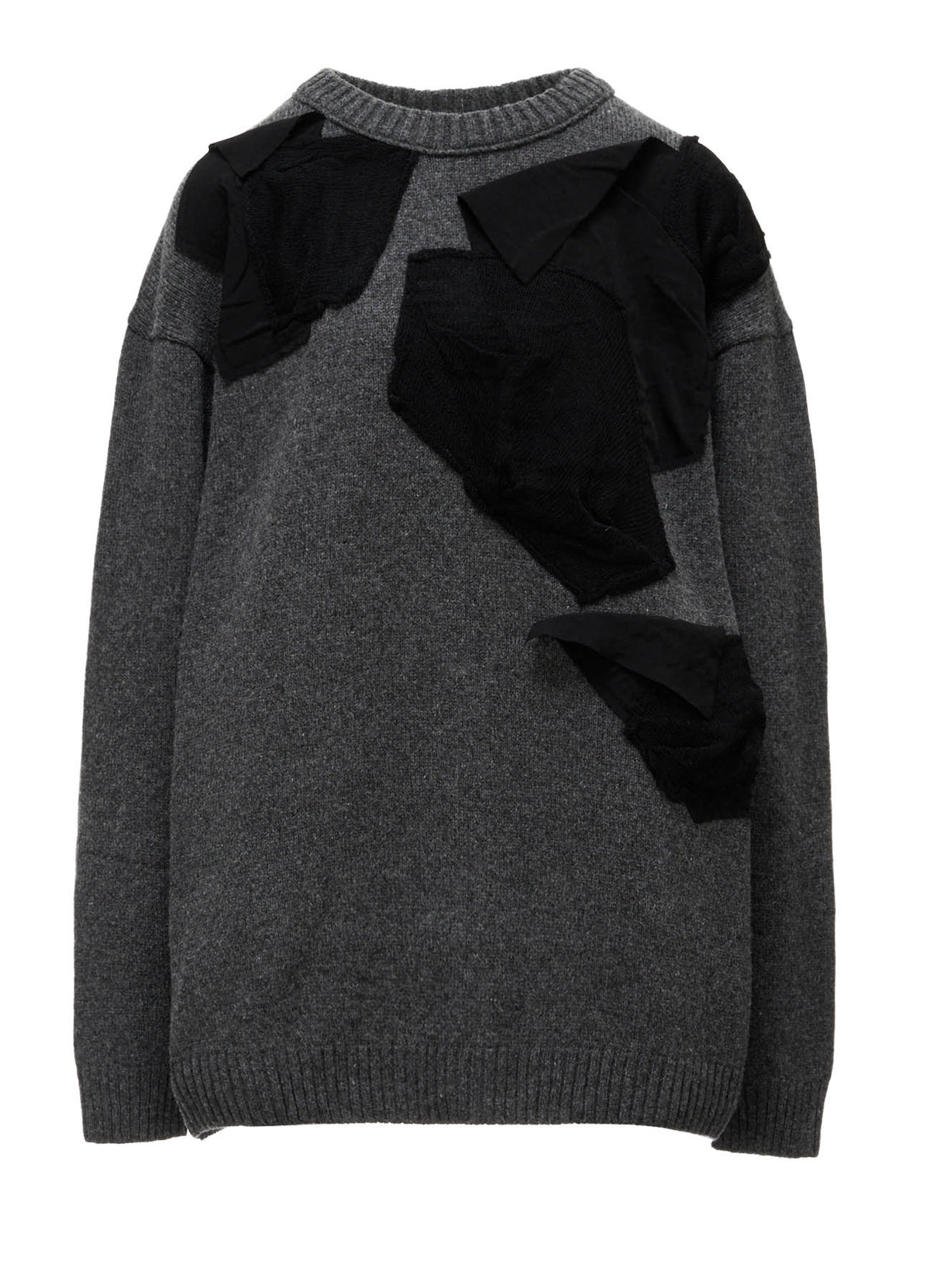 7G JERSEY PATCH APPLIQUE KNIT PULLOVER