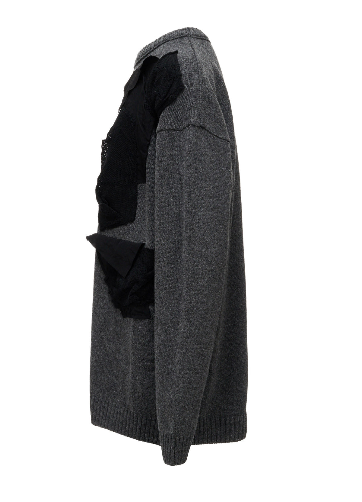 7G JERSEY PATCH APPLIQUE KNIT PULLOVER