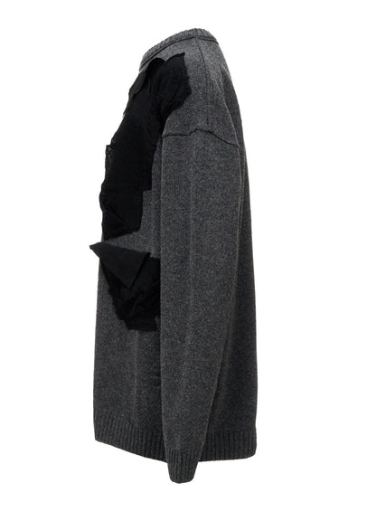 7G JERSEY PATCH APPLIQUE KNIT PULLOVER