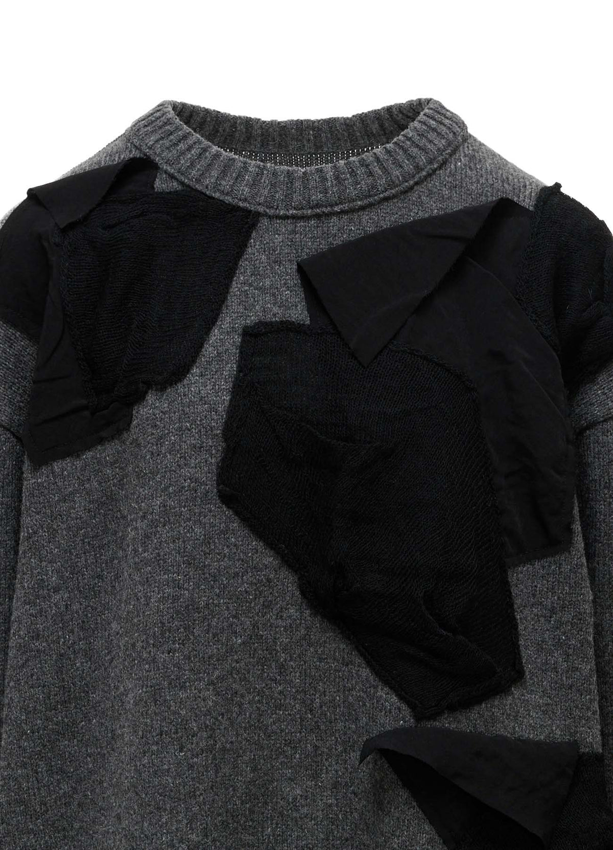 7G JERSEY PATCH APPLIQUE KNIT PULLOVER