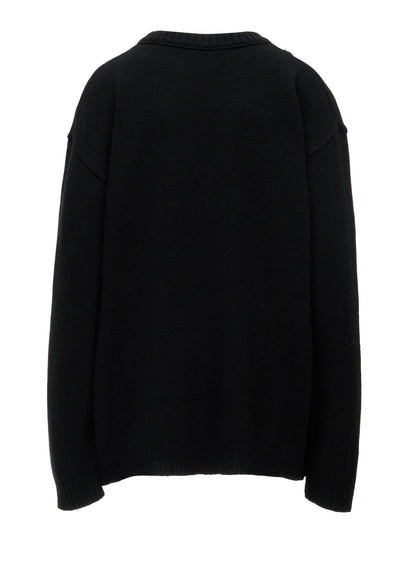 7G JERSEY PATCH APPLIQUE KNIT PULLOVER