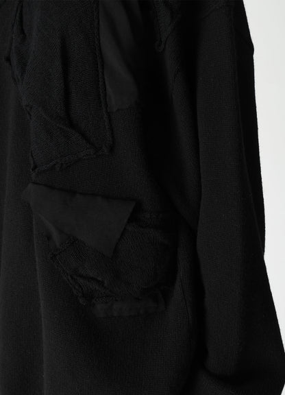 7G JERSEY PATCH APPLIQUE KNIT PULLOVER