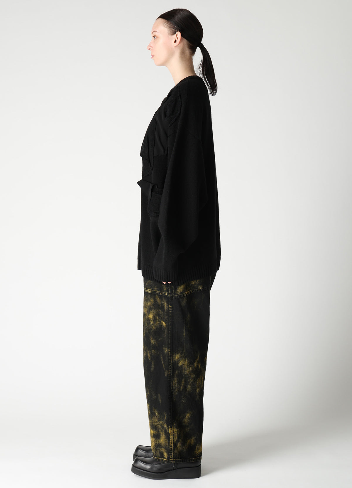 7G JERSEY PATCH APPLIQUE KNIT PULLOVER