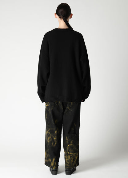 7G JERSEY PATCH APPLIQUE KNIT PULLOVER