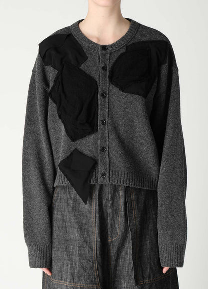 7G JERSEY PATCH APPLIQUE KNIT CARDIGAN