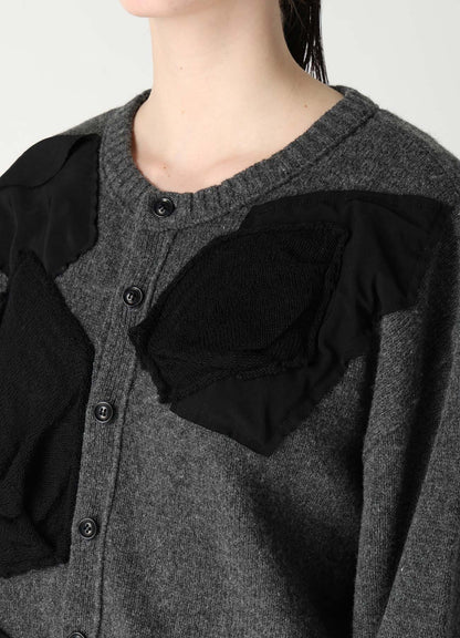 7G JERSEY PATCH APPLIQUE KNIT CARDIGAN