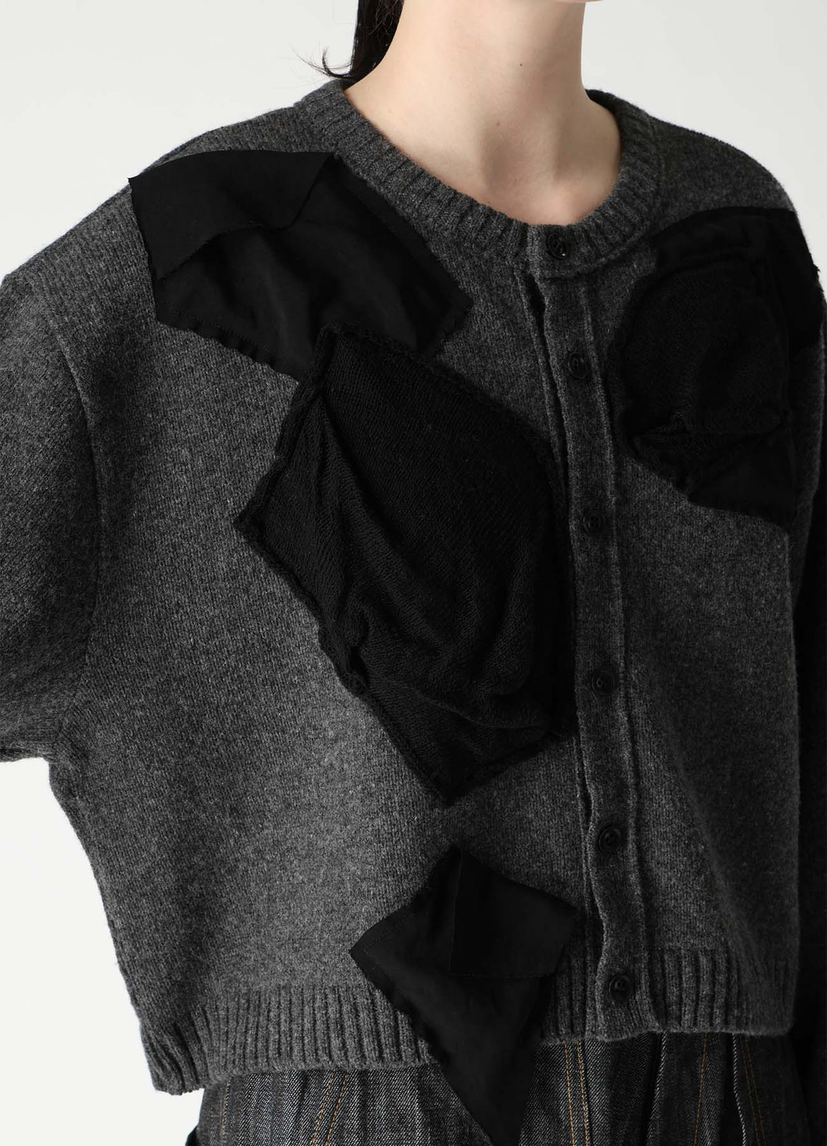 7G JERSEY PATCH APPLIQUE KNIT CARDIGAN