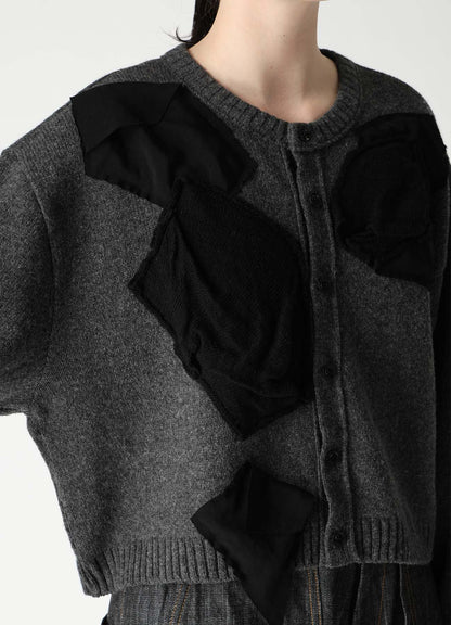 7G JERSEY PATCH APPLIQUE KNIT CARDIGAN