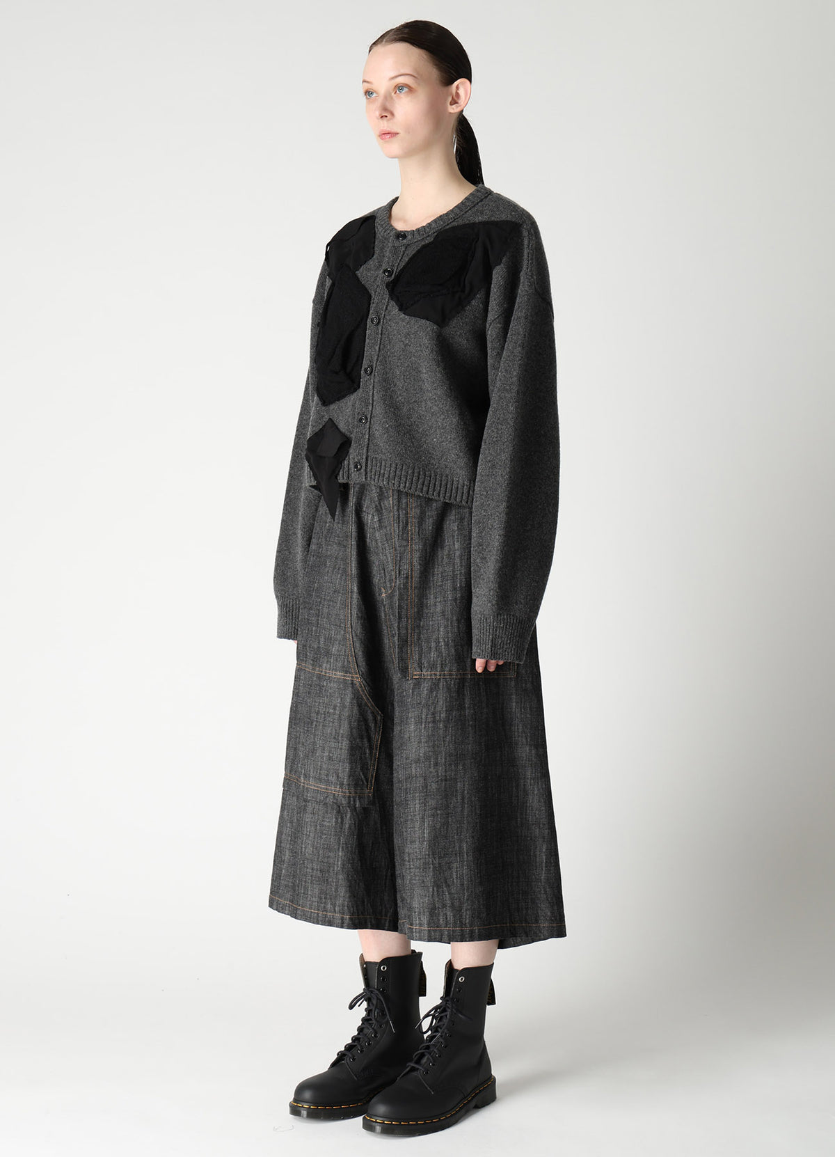 7G JERSEY PATCH APPLIQUE KNIT CARDIGAN