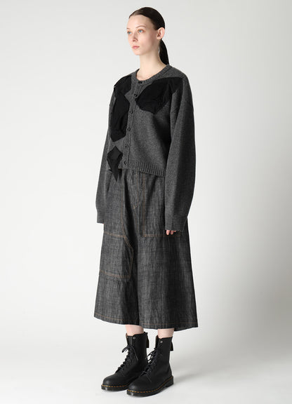 7G JERSEY PATCH APPLIQUE KNIT CARDIGAN