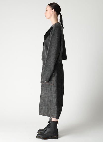 7G JERSEY PATCH APPLIQUE KNIT CARDIGAN