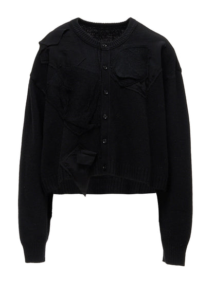 7G JERSEY PATCH APPLIQUE KNIT CARDIGAN