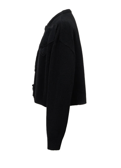 7G JERSEY PATCH APPLIQUE KNIT CARDIGAN
