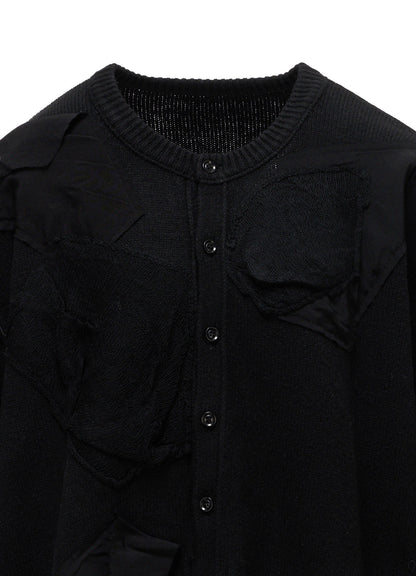 7G JERSEY PATCH APPLIQUE KNIT CARDIGAN