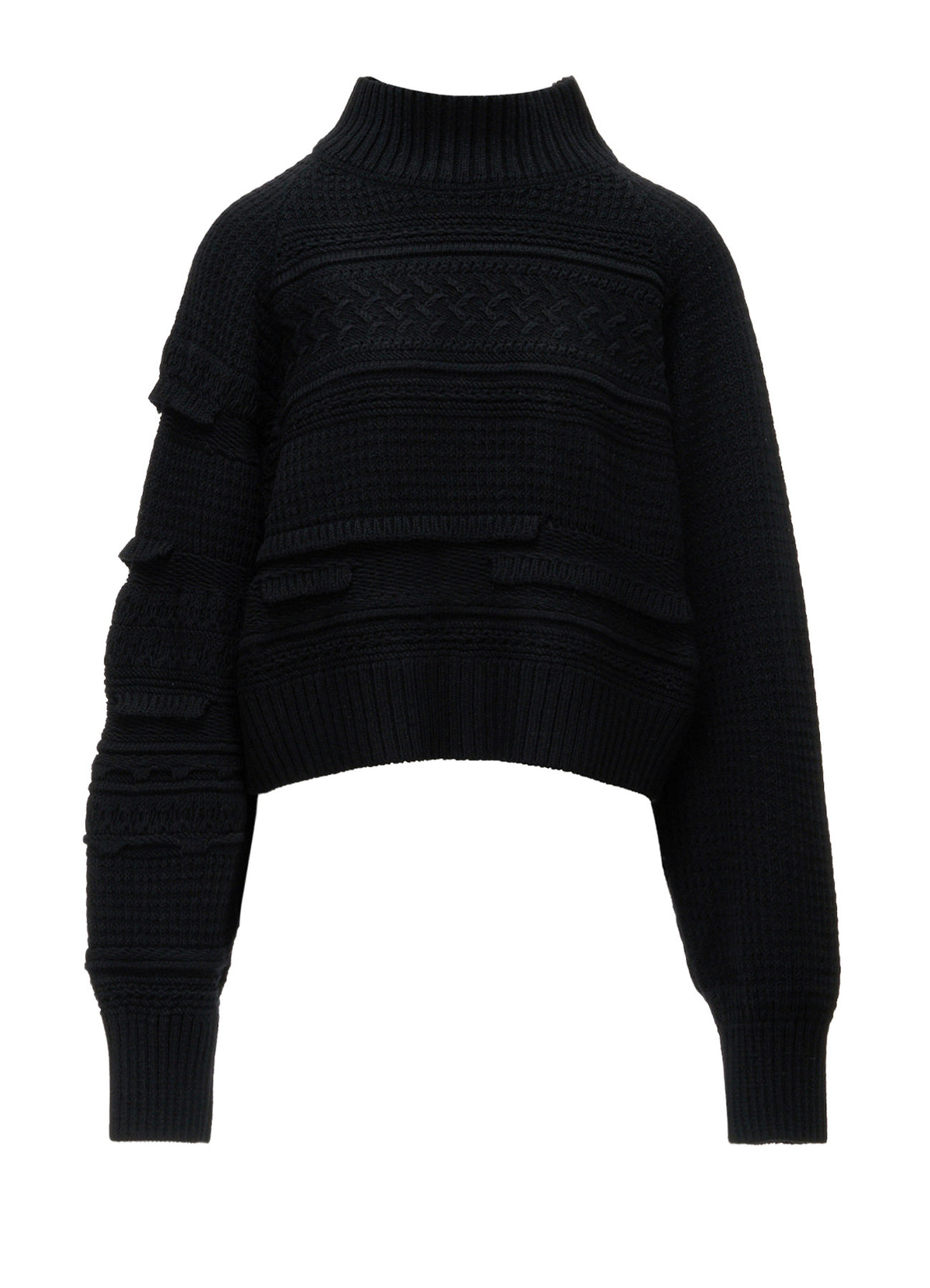 5G KNIT HIGH NECK CROPPED PULLOVER