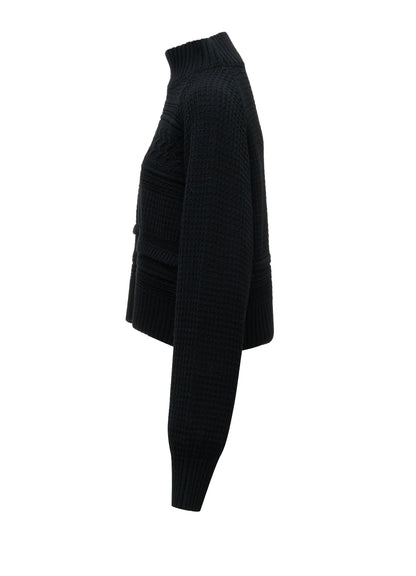 5G KNIT HIGH NECK CROPPED PULLOVER