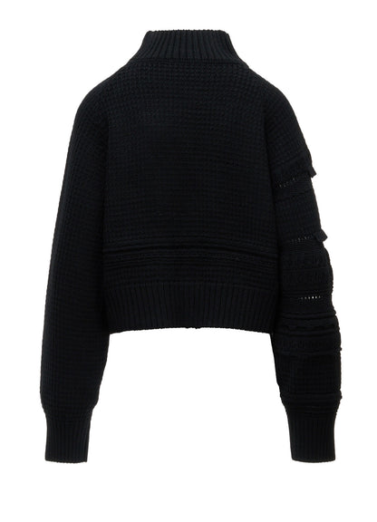 5G KNIT HIGH NECK CROPPED PULLOVER