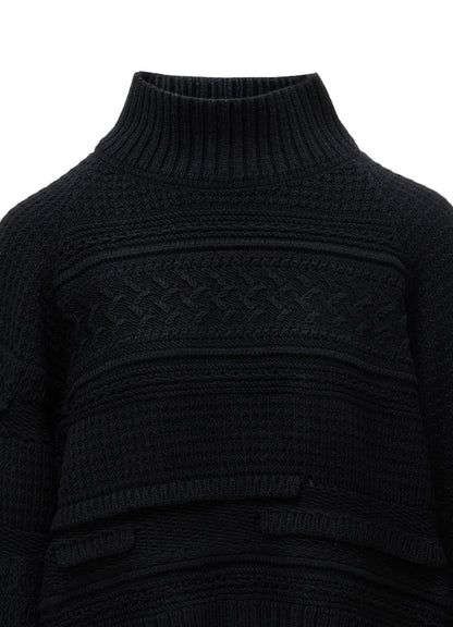 5G KNIT HIGH NECK CROPPED PULLOVER