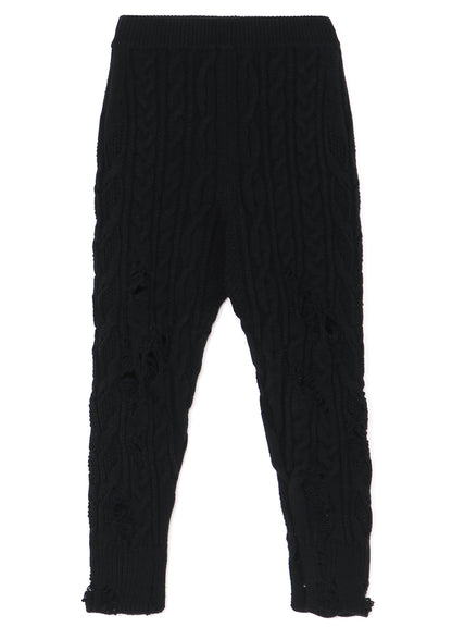 ACRYLIC WOOL RIPPED ARAN KNIT RIB PANTS