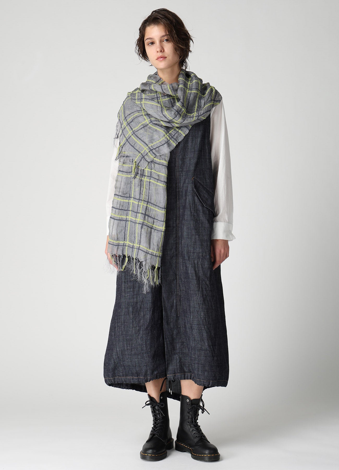 WOOL/SILK PLAID SCARF