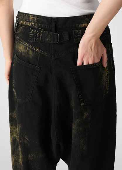 8OZ DENIM BLEACHED OVERDYE DUSSET DROP PANTS