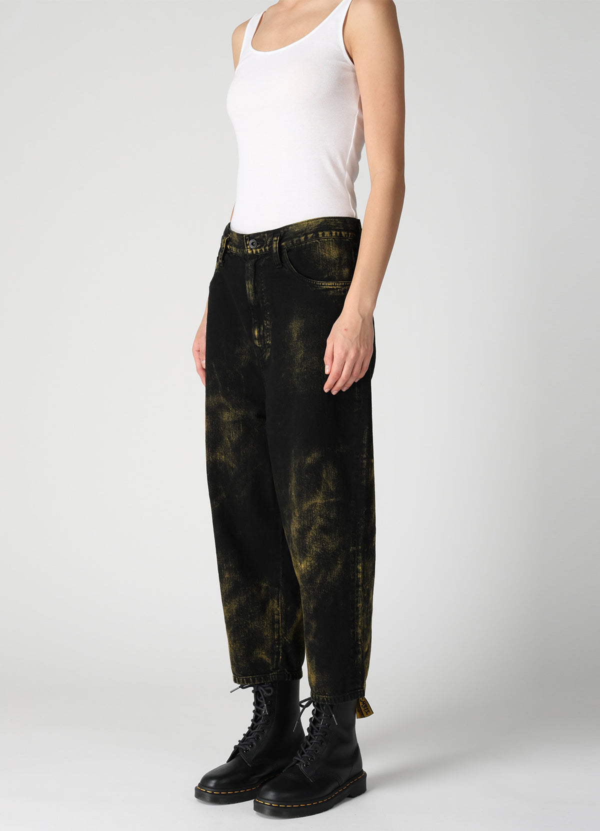 8OZ DENIM BLEACHED OVERDYE DUSSET DROP PANTS