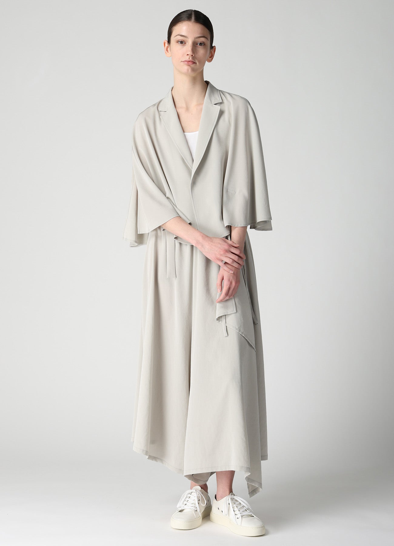 TA/PE CREPE DE CHINE SLIT GATHER PANTS