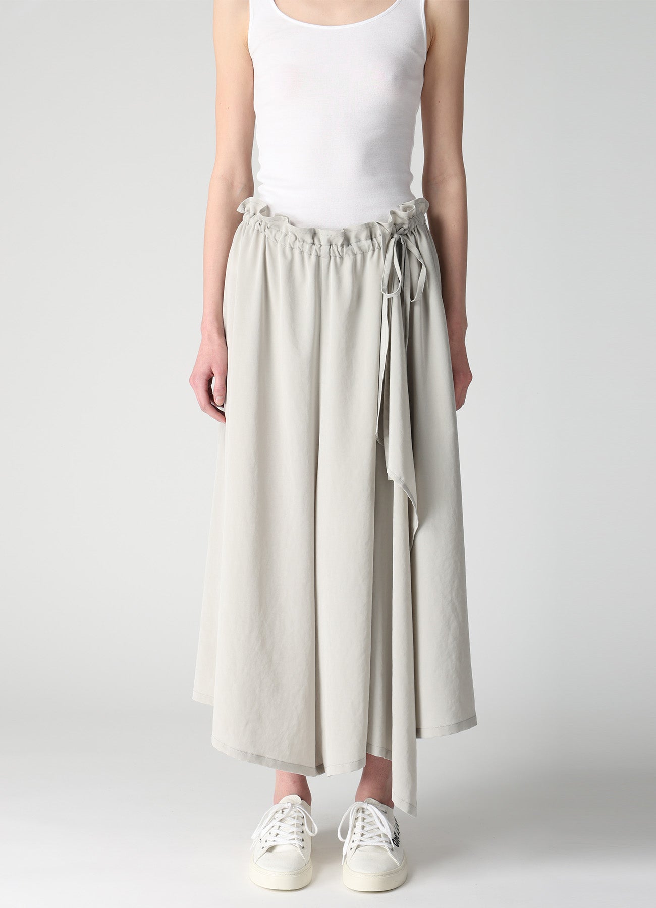 TA/PE CREPE DE CHINE SLIT GATHER PANTS