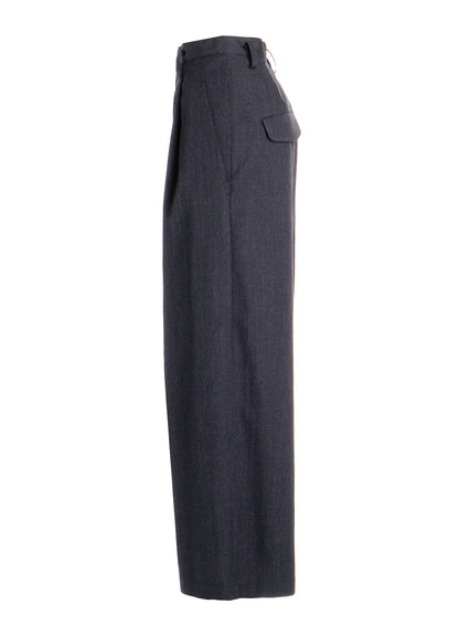 WOOL GABARDINE WIDE PANTS