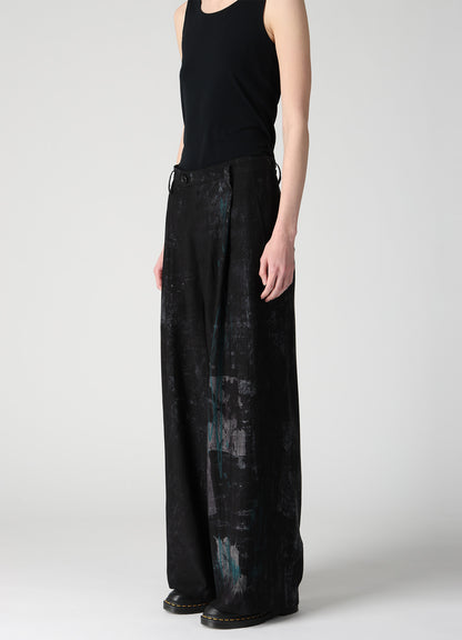 CUPRO DUNGAREE TWILL TUCK LOOSE WIDE PANTS