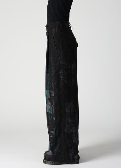 CUPRO DUNGAREE TWILL TUCK LOOSE WIDE PANTS