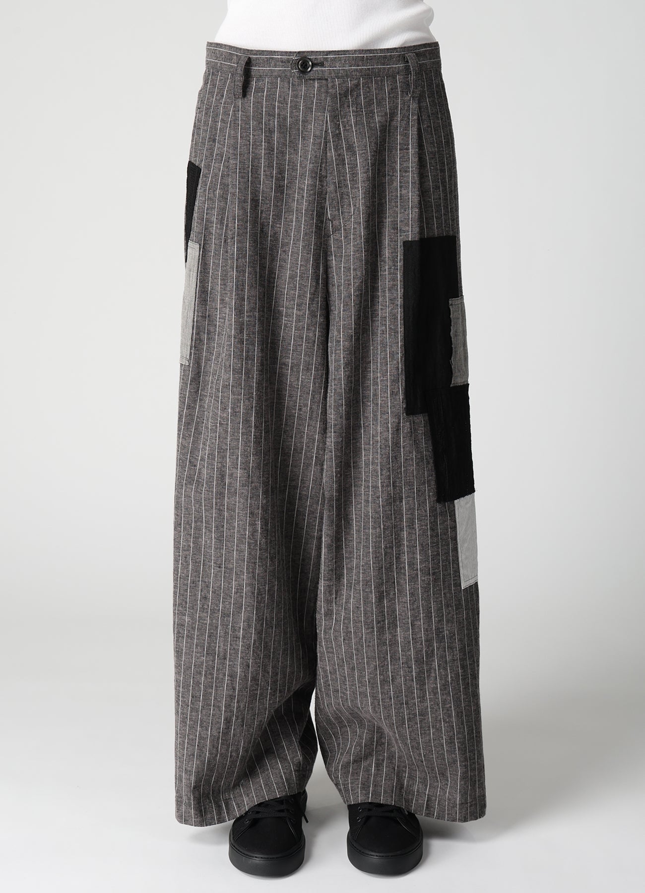 STRIPE PATCHWORK WIDE PANTS