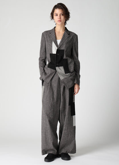 STRIPE PATCHWORK WIDE PANTS