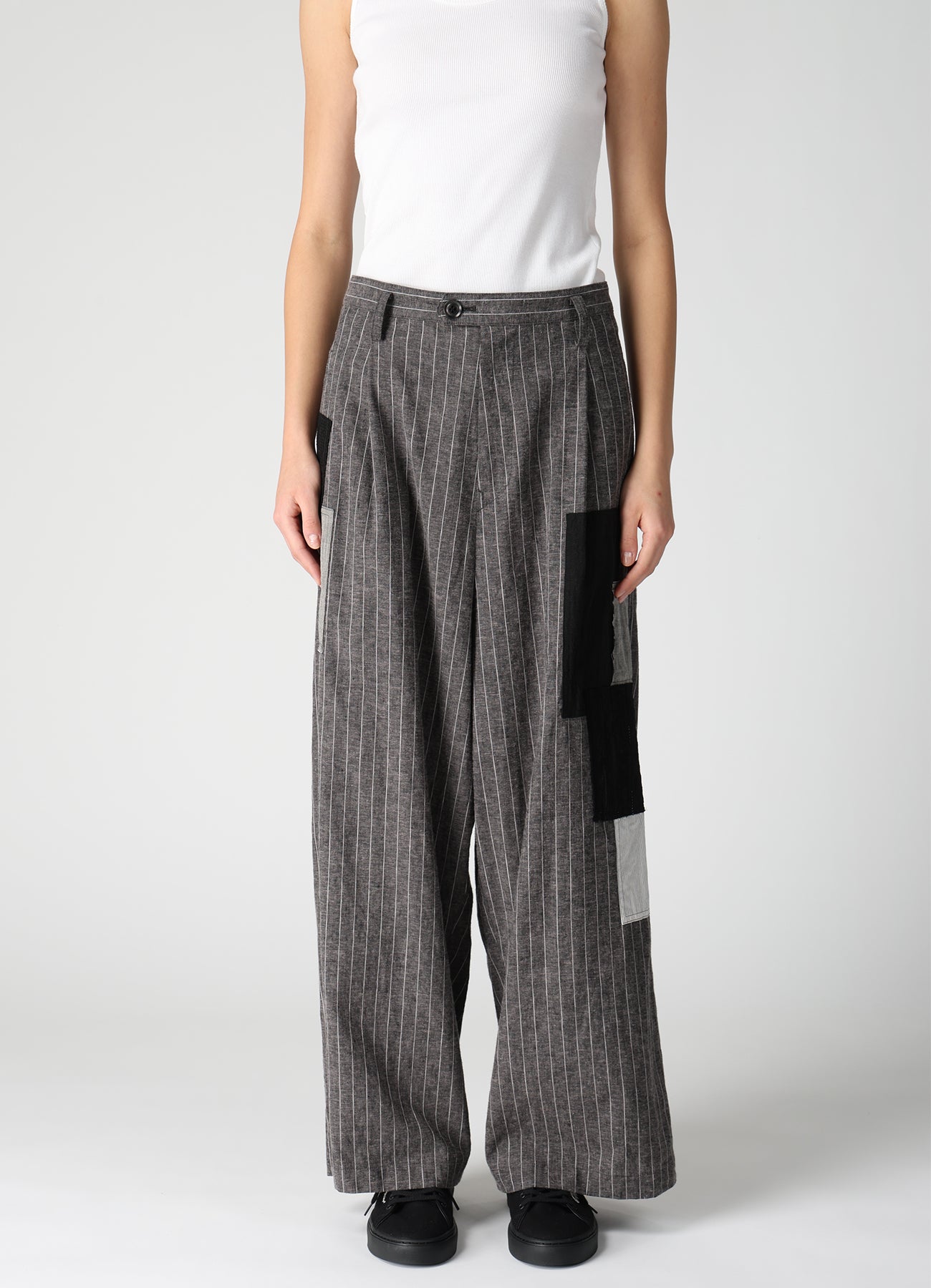 STRIPE PATCHWORK WIDE PANTS