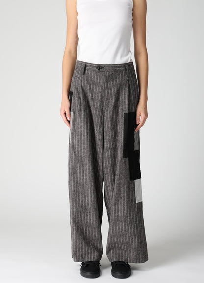 STRIPE PATCHWORK WIDE PANTS