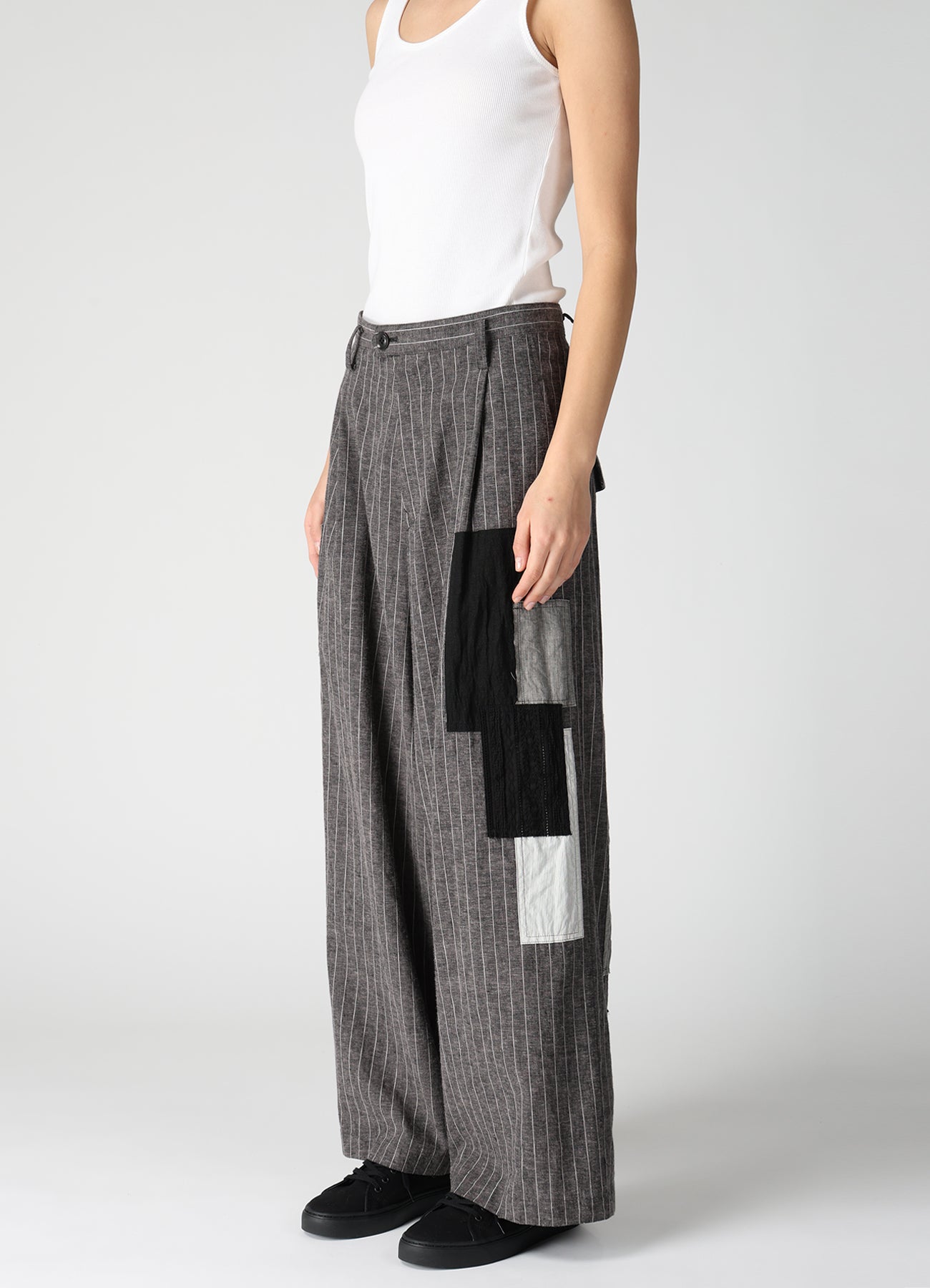 STRIPE PATCHWORK WIDE PANTS