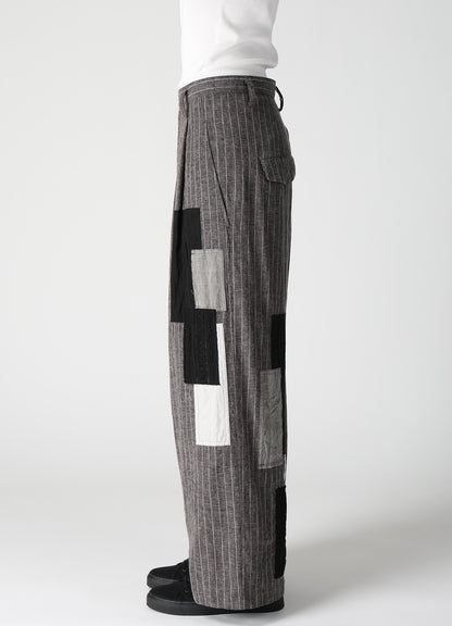 STRIPE PATCHWORK WIDE PANTS
