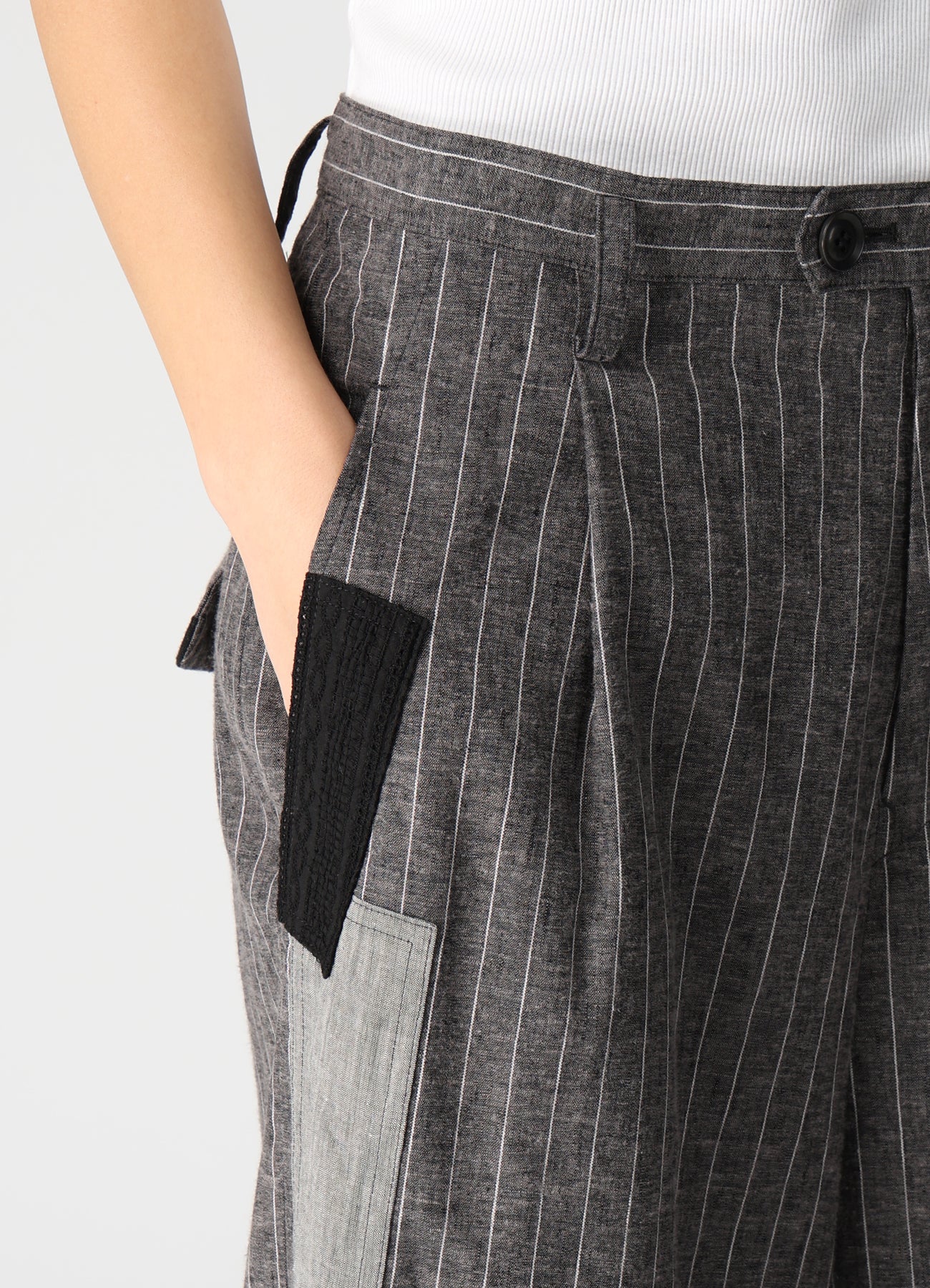 STRIPE PATCHWORK WIDE PANTS