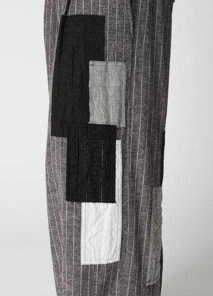 STRIPE PATCHWORK WIDE PANTS