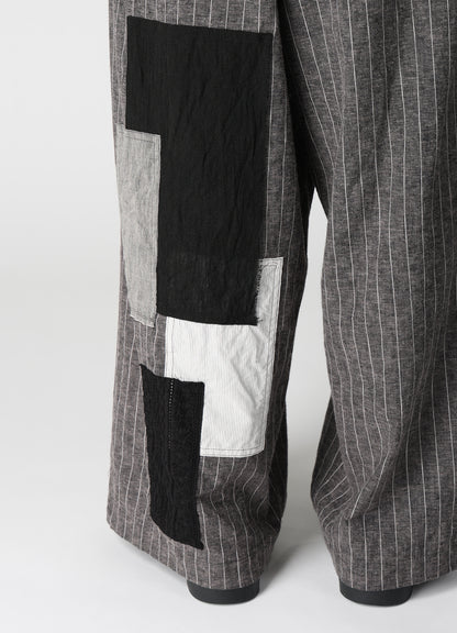 STRIPE PATCHWORK WIDE PANTS