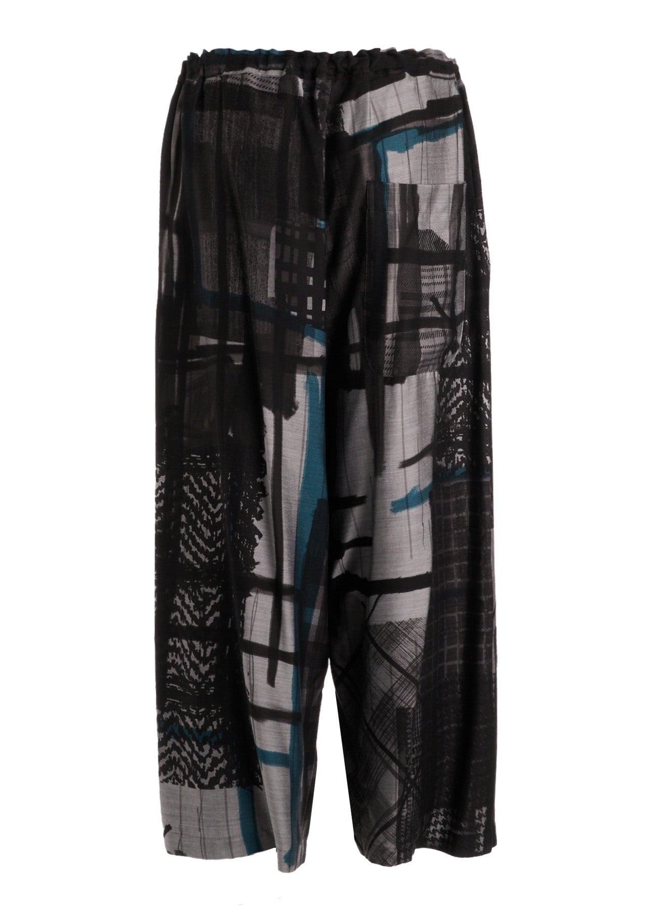 CU/DUNGAREE TWILL PLAID PRINT FRONT TUCK WIDE PANTS