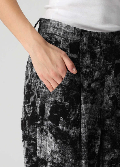 MOHAIR FADED PLAID JACQUARD SINGLE TUCK SIDE OPEN PANTS